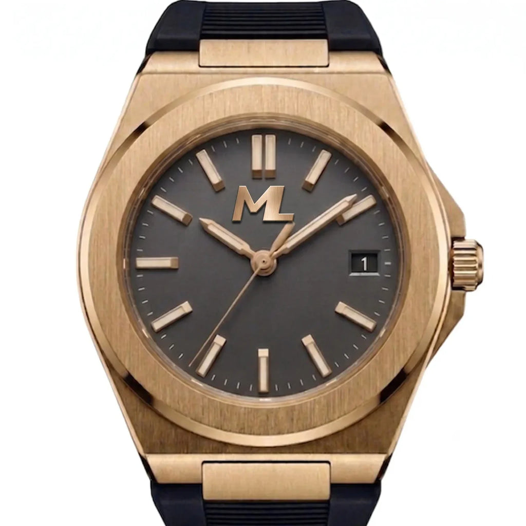 Valtor Gold Steel Black Dial Rubber