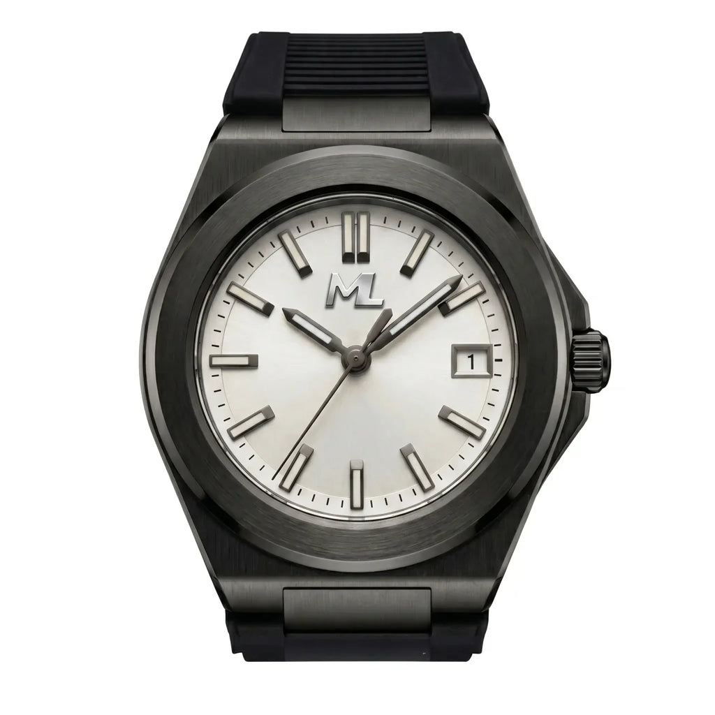 Valtor Black Steel White Dial Rubber