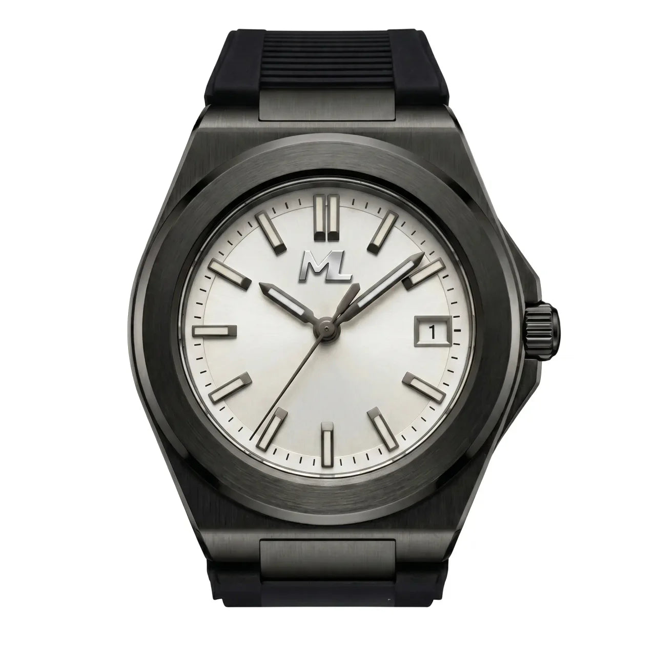 Valtor Black Steel White Dial Rubber