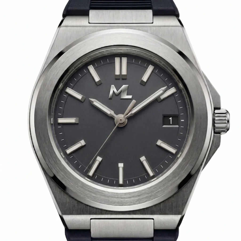Valtor Silver Steel Black Dial Rubber