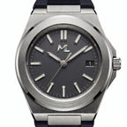 Valtor Silver Steel Black Dial Rubber