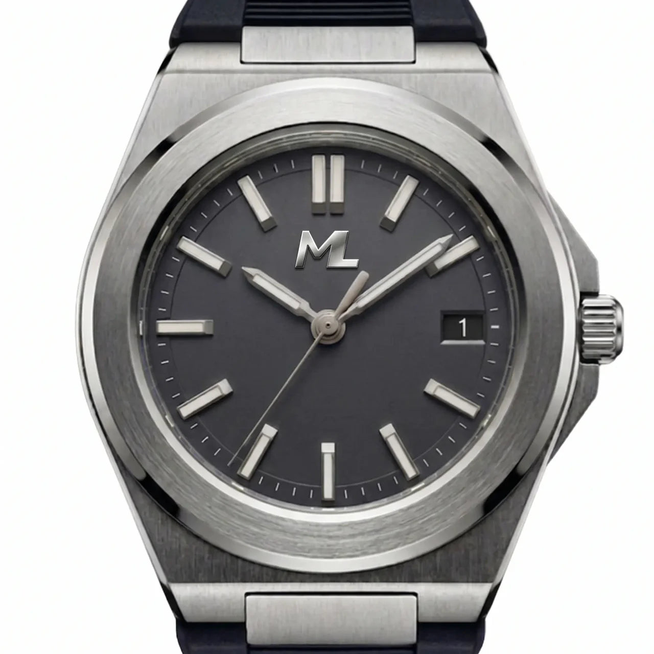 Valtor Silver Steel Black Dial Rubber