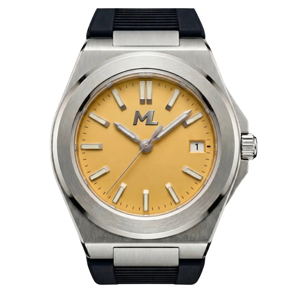Valtor Silver Steel YELLOW Dial Rubber