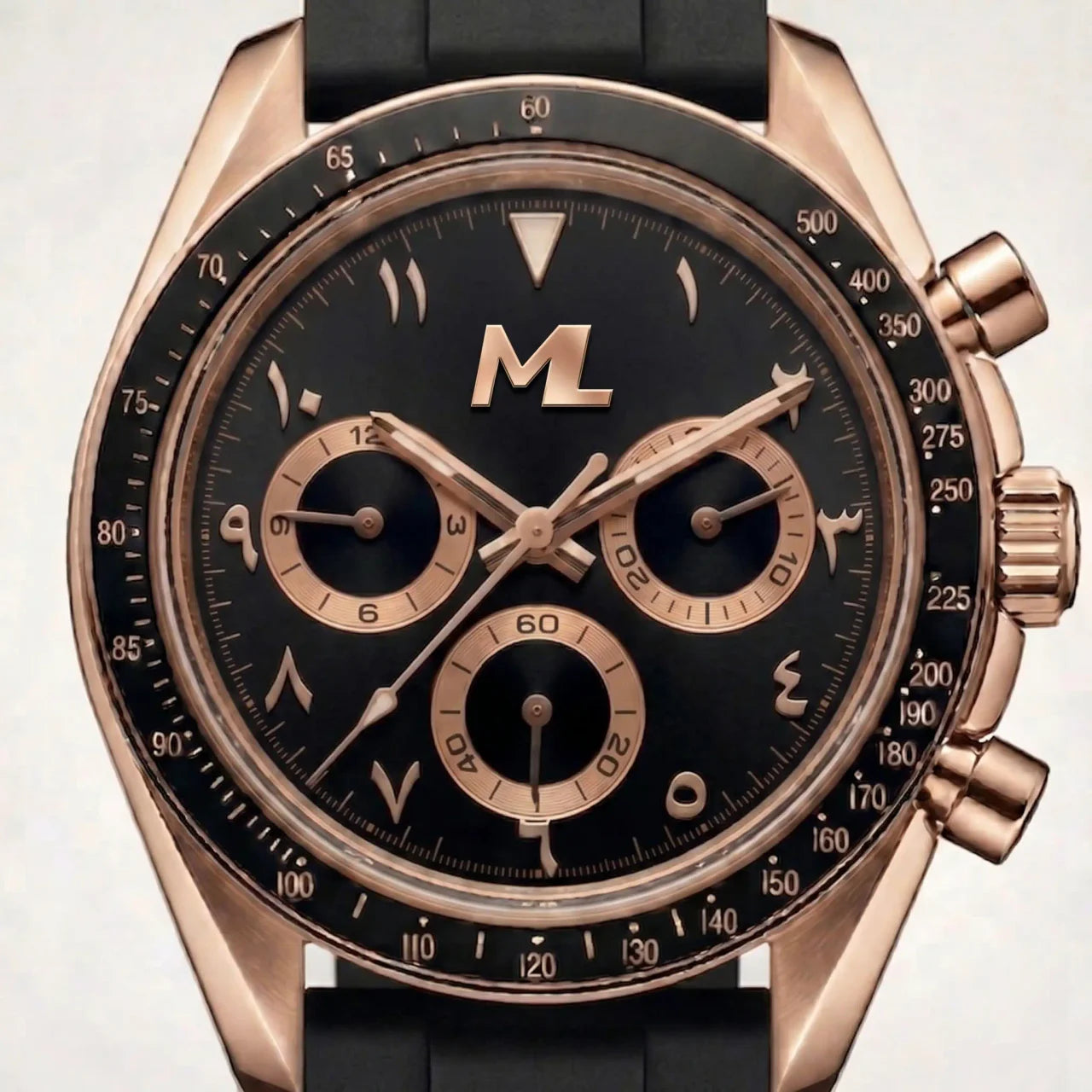 Torvex Rose Steel Black Arabic Dial