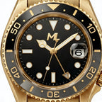 Navex Gold Steel Black Dial