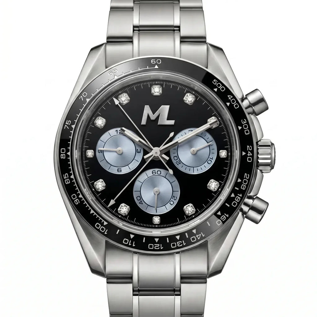 Torvex Silver Steel Black Blue Dial