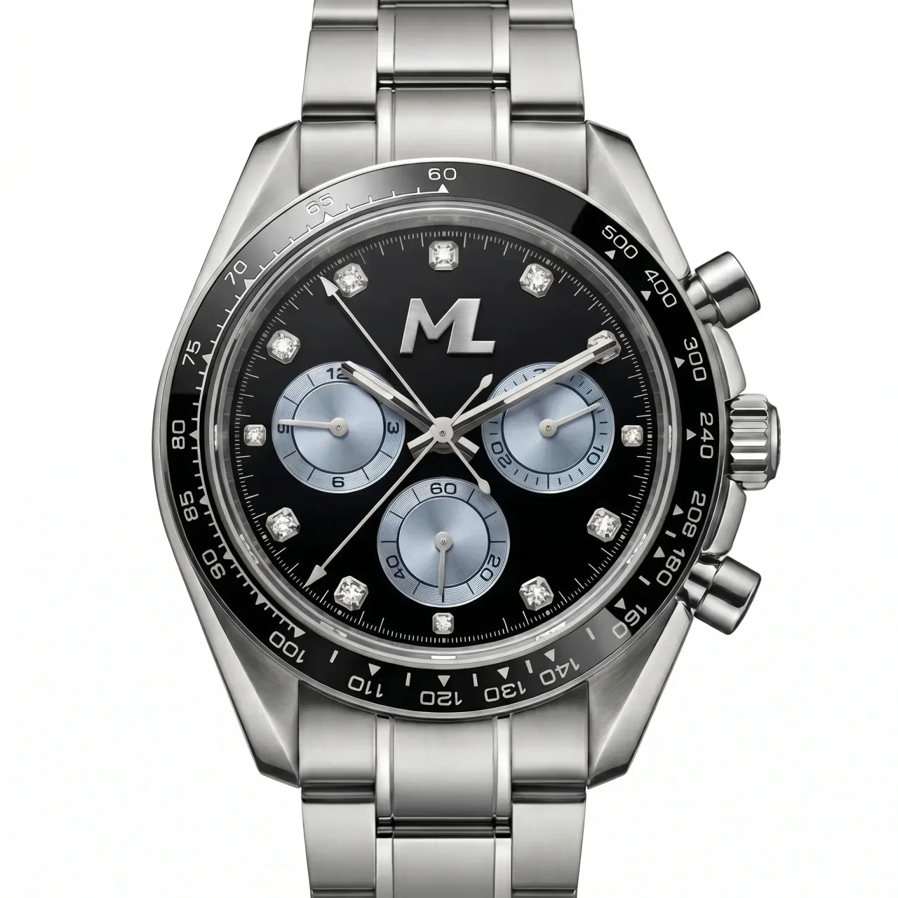 Torvex Silver Steel Black Blue Dial