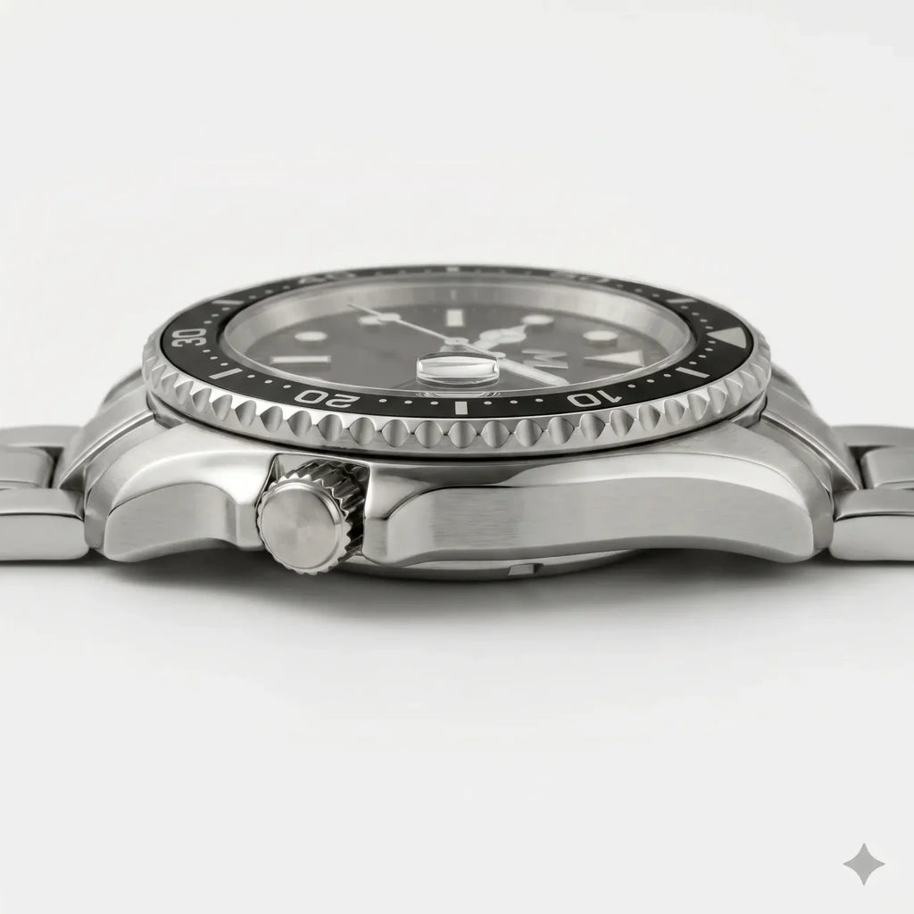 Navex Silver Steel Black Dial