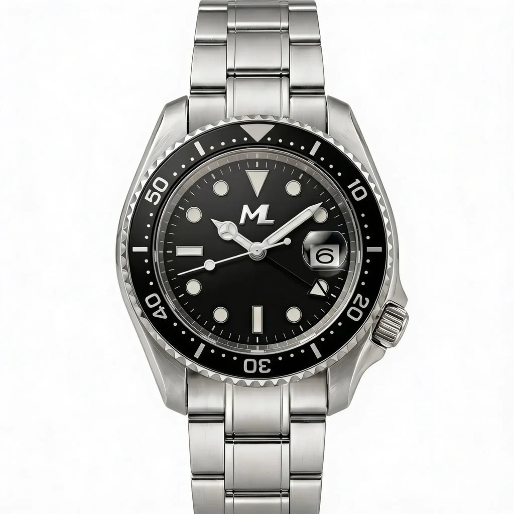 Navex Silver Steel Black Dial