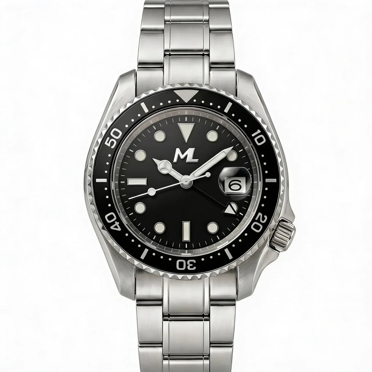 Navex Silver Steel Black Dial