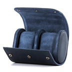 Leather Watch Travel Case – Premium Roll Pouch (Midnight Blue)